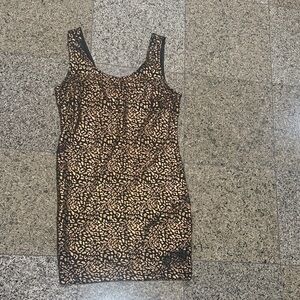 Forever 21 Black and Gold Leopard Print Dress